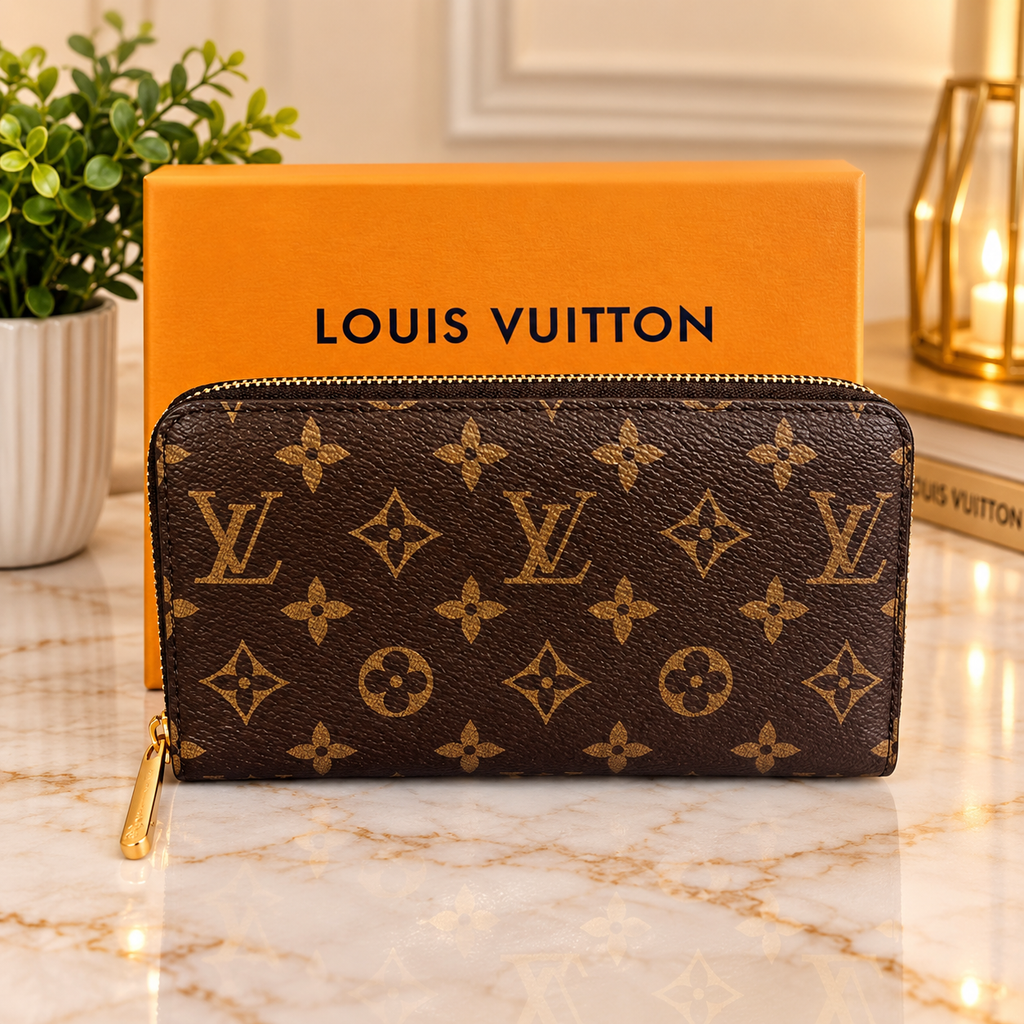 LOUIS VUITTON MONOGRAM ZIPPY WALLET ZIP AROUND LONG PURSE BROWN