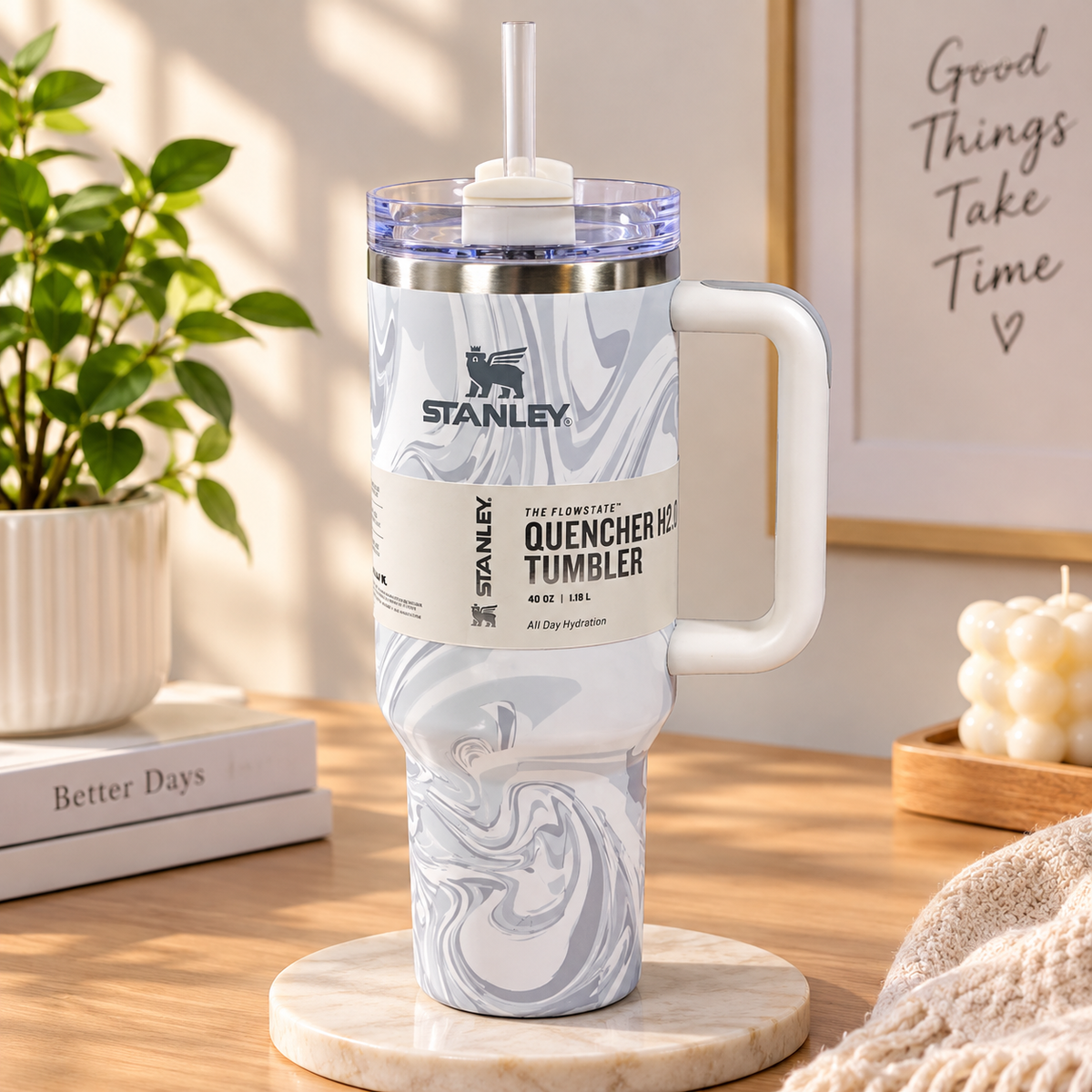 Stanley Adventure Quencher H2.0 Flowstate Tumbler 40 oz Polar Swirl Handle Cup