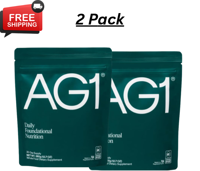 2 Pack AG1 Greens Powder Superfood – 75 Vitamins, Probiotics & Adaptogens | 360g Refill Pouch