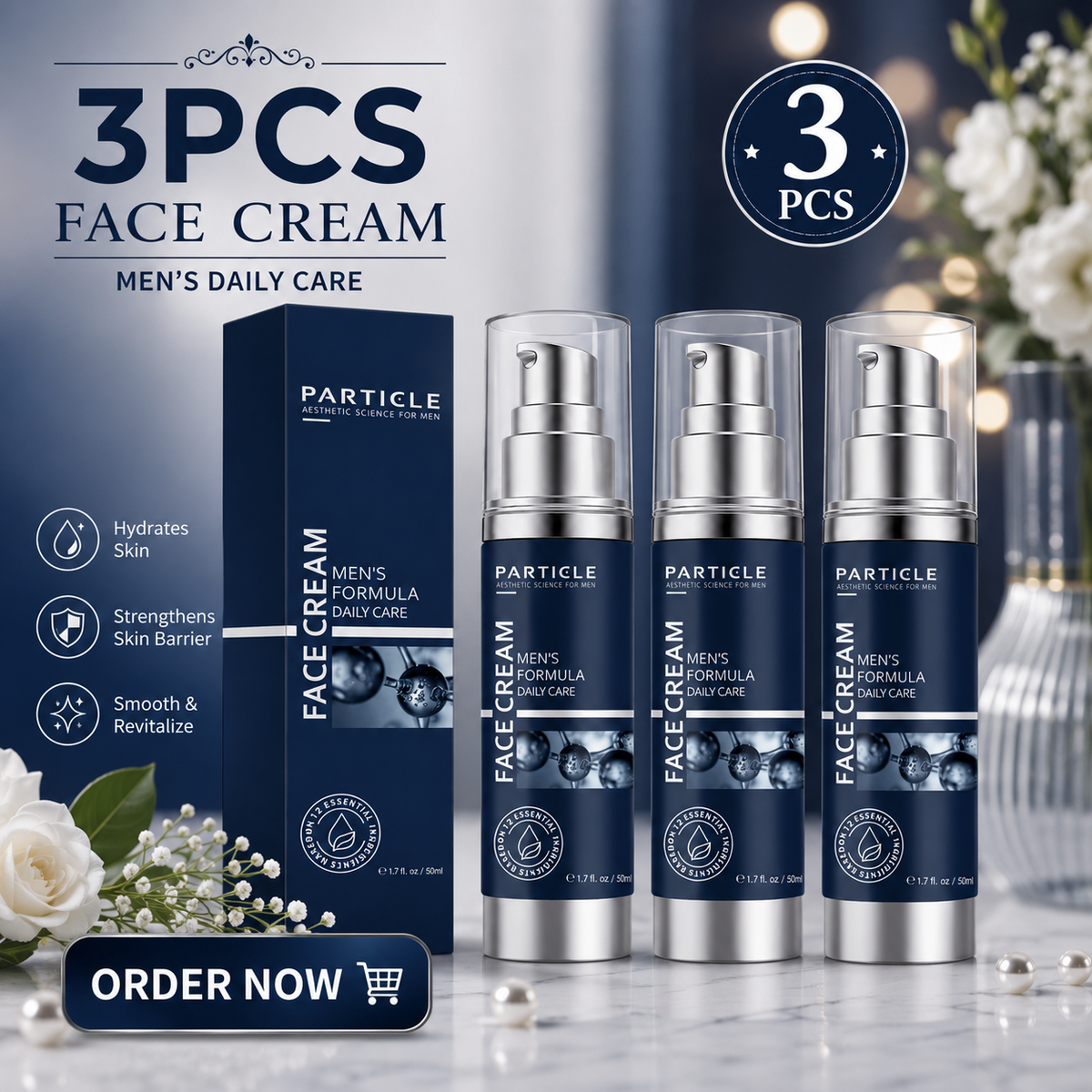 3X Particle Face Cream Men 6 in 1 Anti-Aging Cream Fights Eye Bags Dark Spots