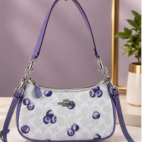 New COACH CR292 Teri 2way Signature Canvas Blueberry Outlet