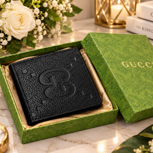 Gucci Jumbo GG Leather Bifold Wallet Mens New
