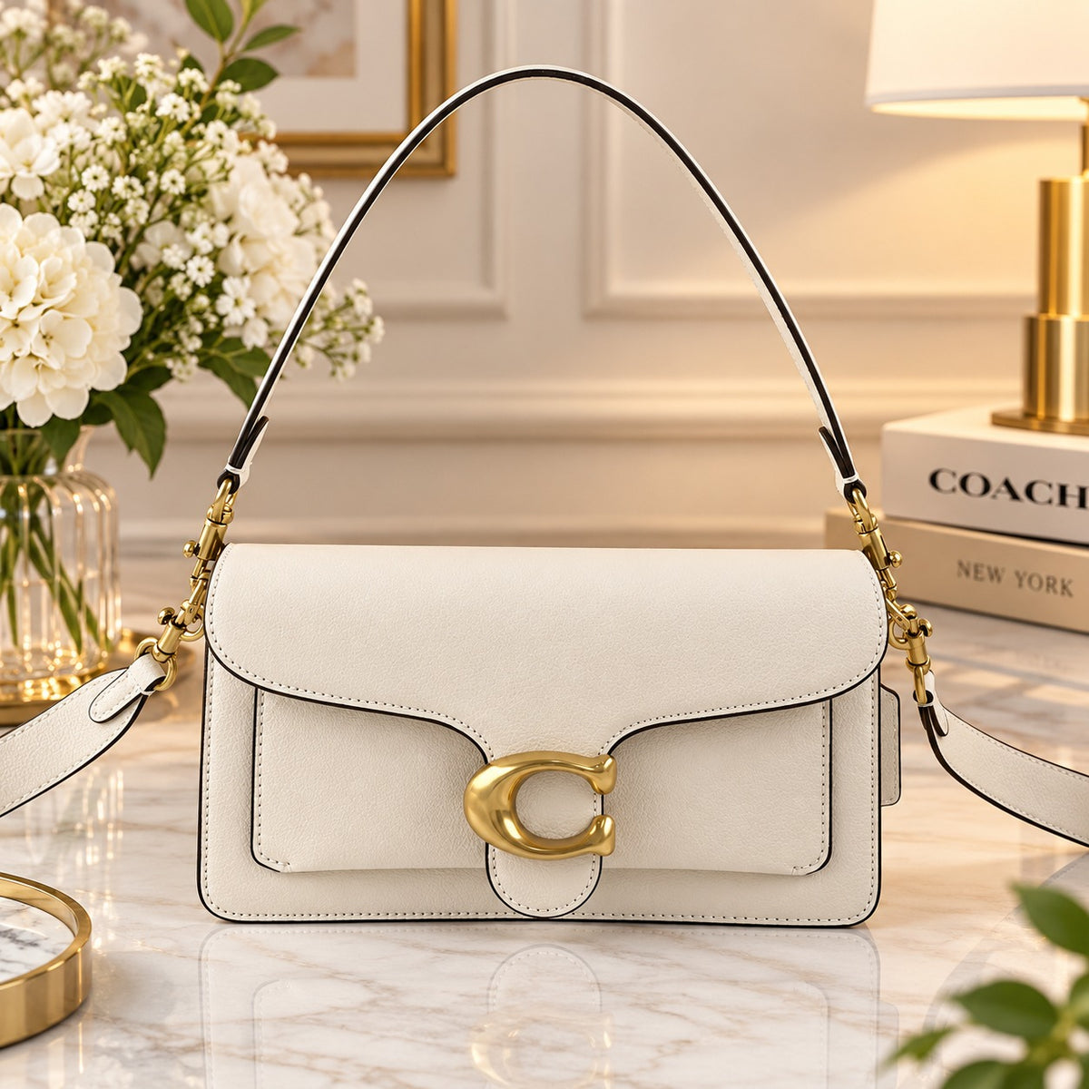 COACH CH857 Tabby 26 Shoulder White Leather Crossbody Outlet New