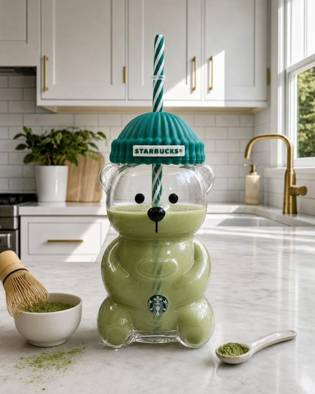 Starbucks Bear Cup – Kawaii Collector's Edition | Clear Glass with Straw