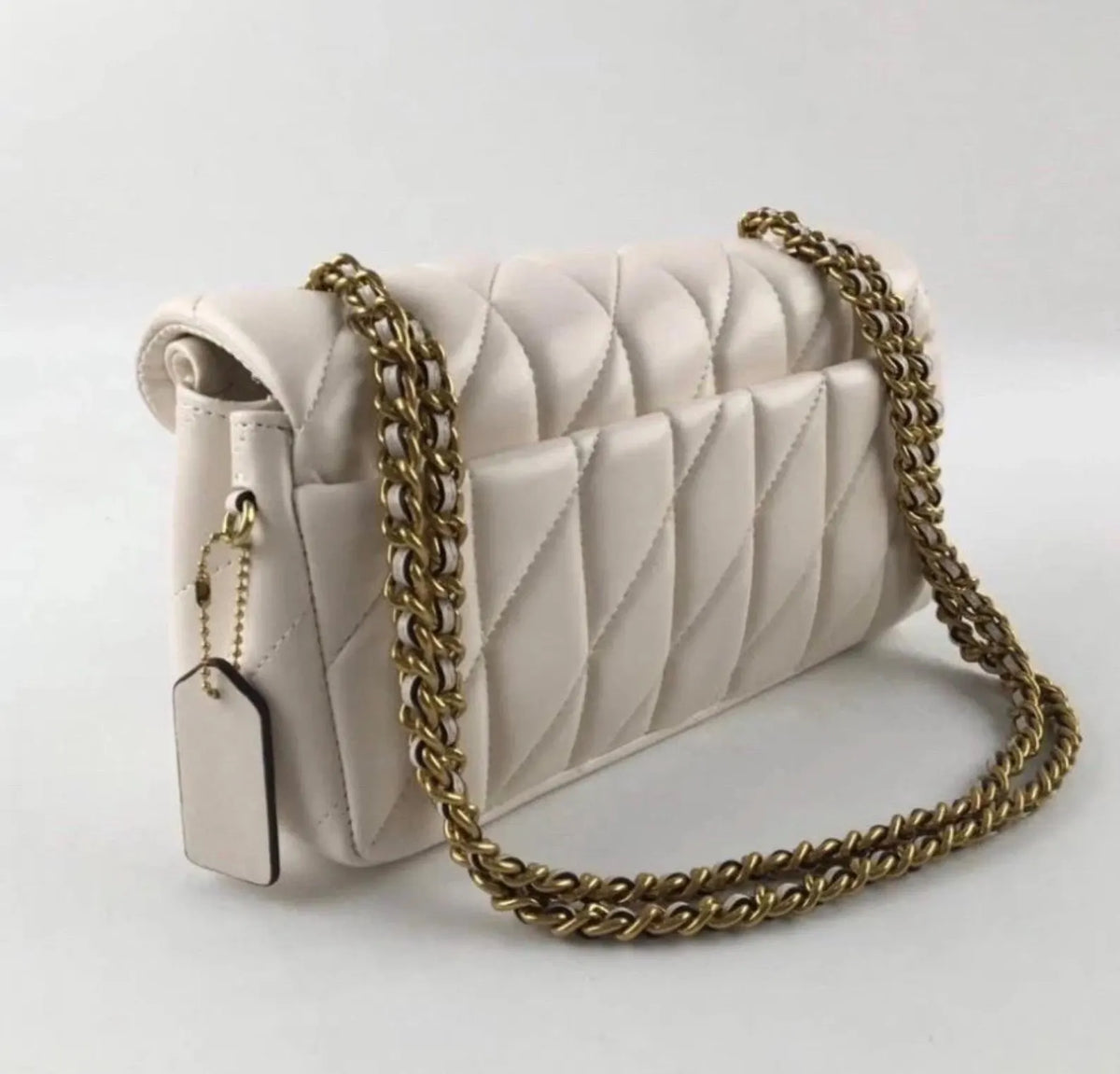 Coach Tabby Quilted Shoulder Bag – white with Brass Hardware
