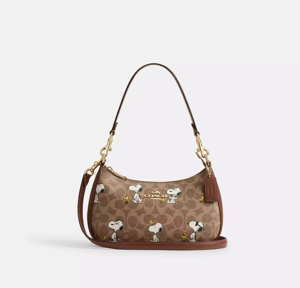 COACH x PEANUTS Teri CBJ88 Shoulder Bag Tan Brown