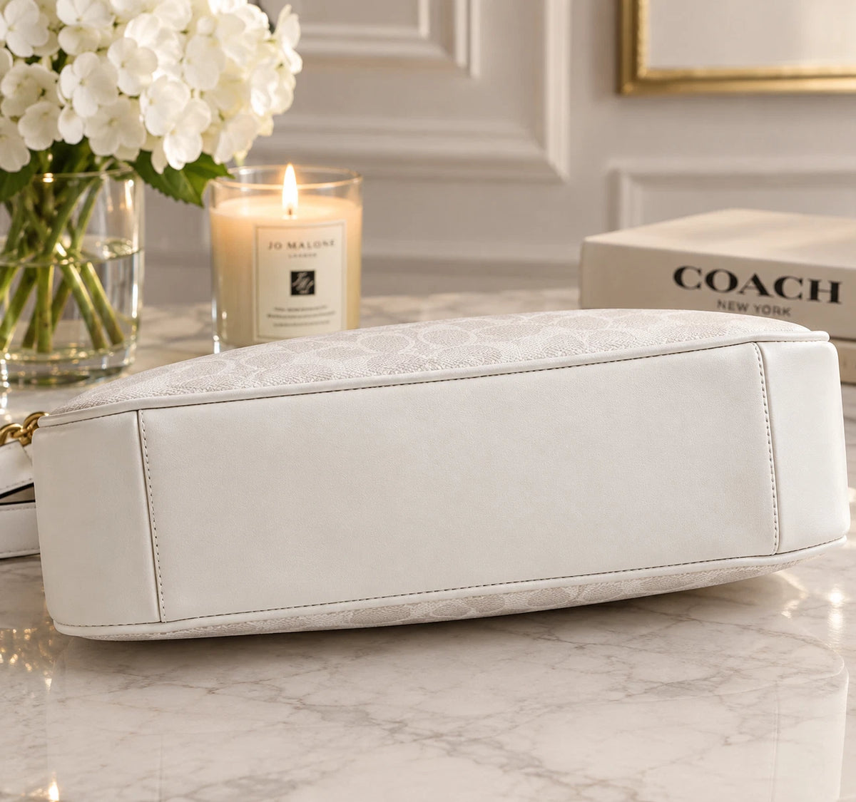 COACH Teri 2Way Shoulder Bag Signature Coated Canvas White CA548