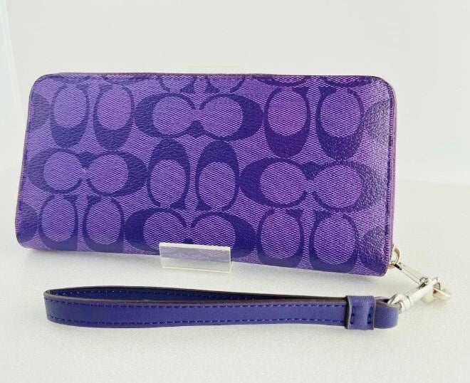 COACH Zip-around Long wallet with Strap C4452 Signature Purple