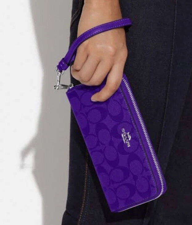 COACH Zip-around Long wallet with Strap C4452 Signature Purple