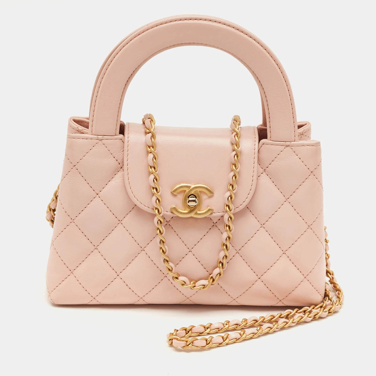 Chanel Kelly Nano Pink Quilted Leather Shopper Bag