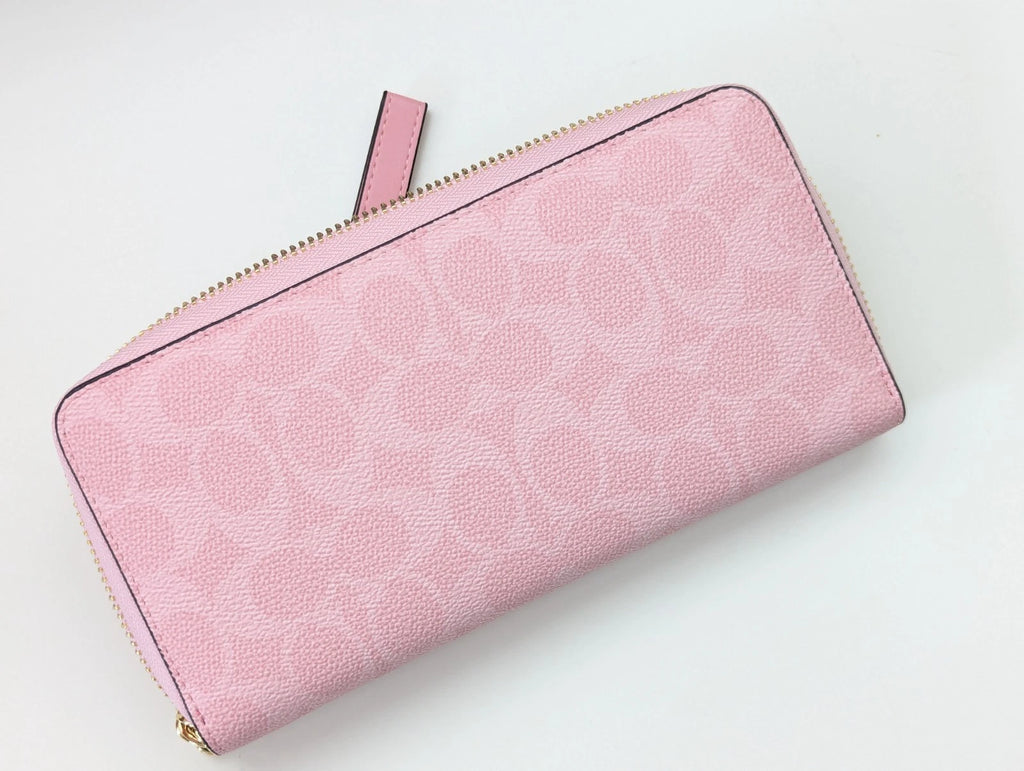 Coach Long Zip Around Wallet In Signature Canvas CW778 Powder Pink