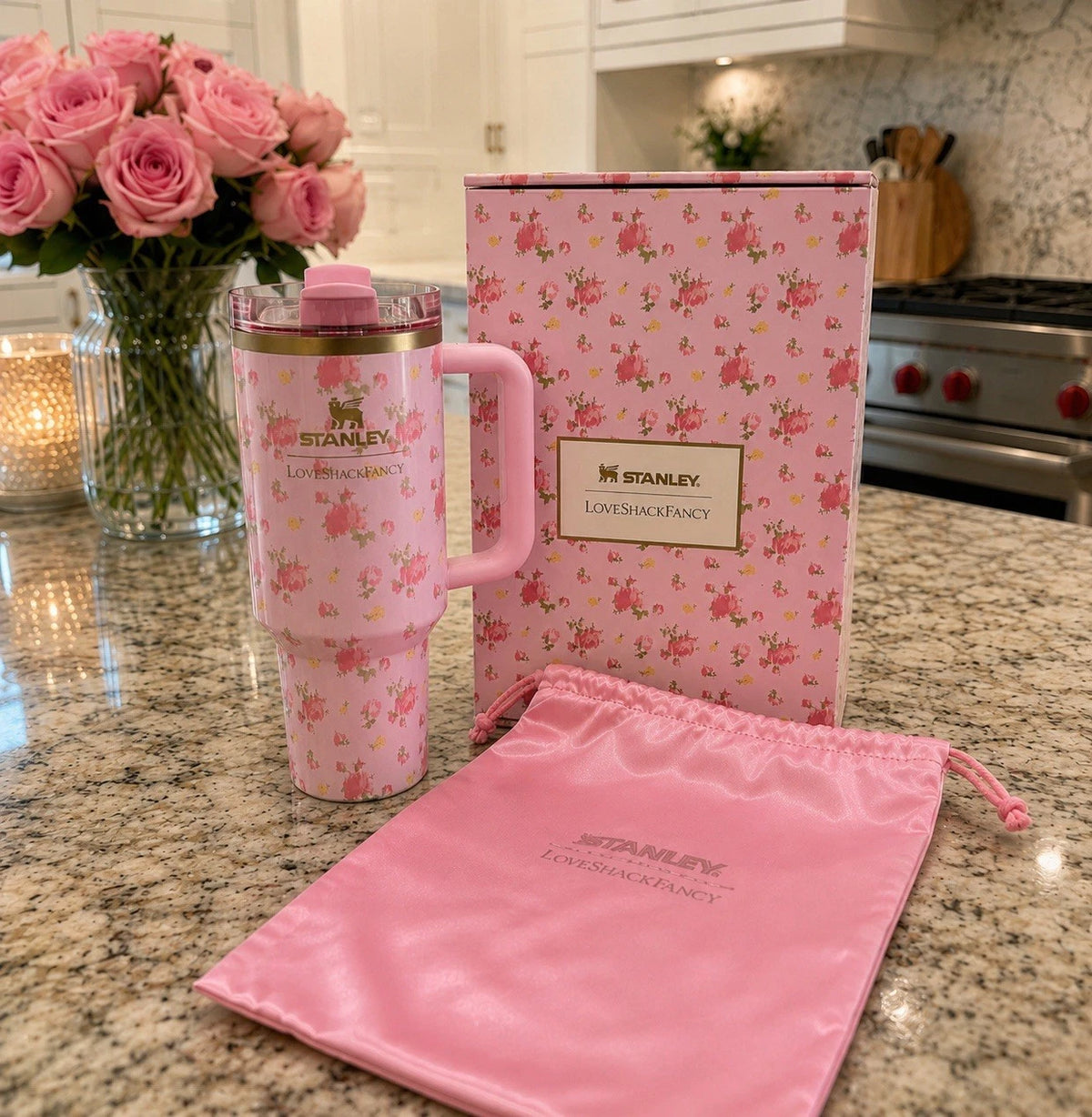 STANLEY x Love Shack Fancy Tumbler 40oz Ibiza Sunset Pink Floral
