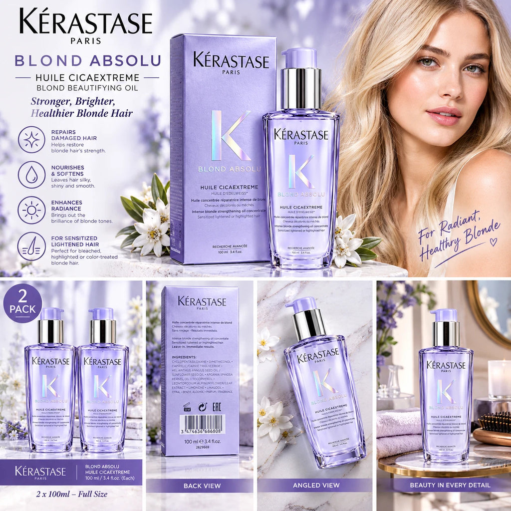 2X New Kerastase Blond Absolu Huile Cicaextreme Blond Beautifying Oil 100ML