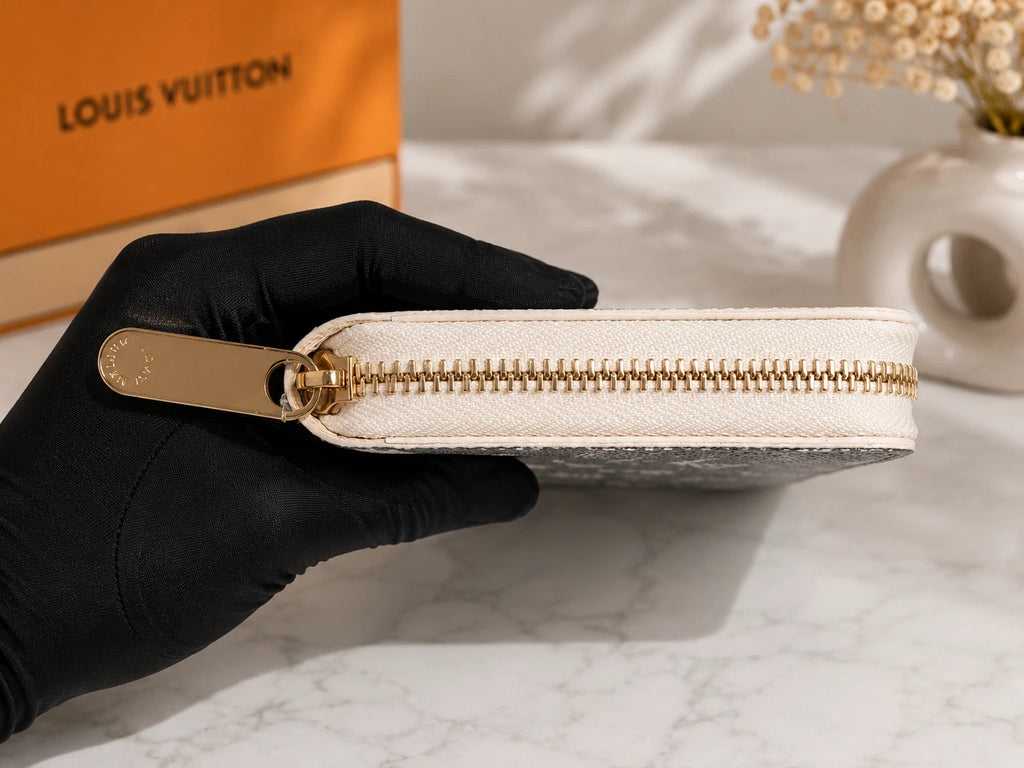 Louis Vuitton Damier Azur Zippy Long Wallet Canvas Grey Beige