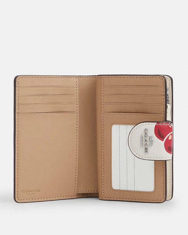 Coach Medium Corner Zip Wallet With Cherry Print Chalk Multi CZ762 Outlet