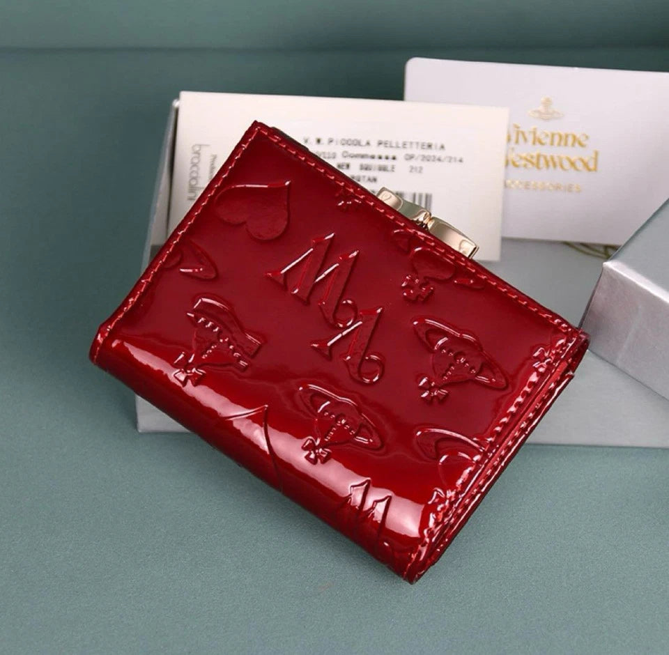 Vivienne Westwood Gamaguchi Trifold Wallet Color Red orb Enamel Japan Outlet