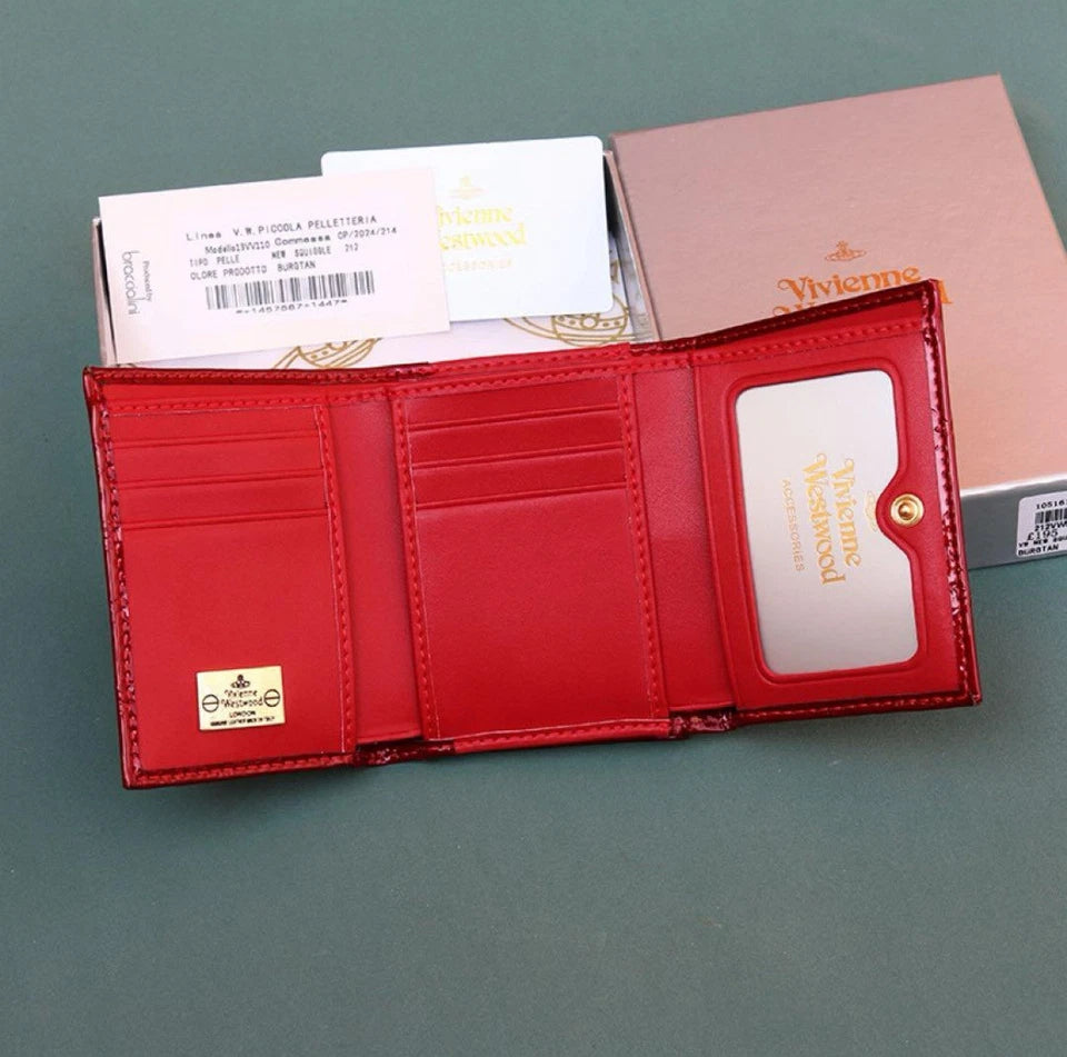 Vivienne Westwood Gamaguchi Trifold Wallet Color Red orb Enamel Japan Outlet