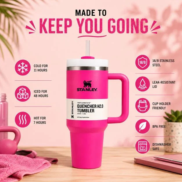 Stanley Tumbler 40oz – Dark Pink
