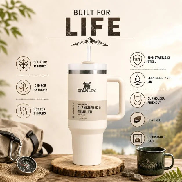 Stanley The Quencher H2.0 Flowstate 40oz Tumbler | Pale Off White